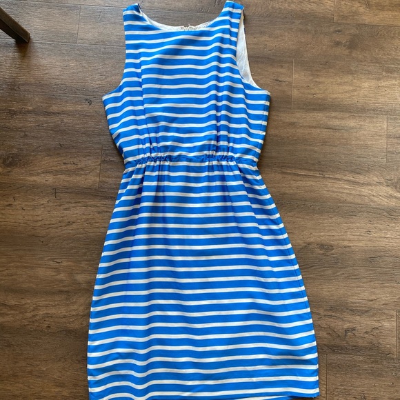 2/$40 J crew white and blue striped dress size 2 - Picture 2 of 9